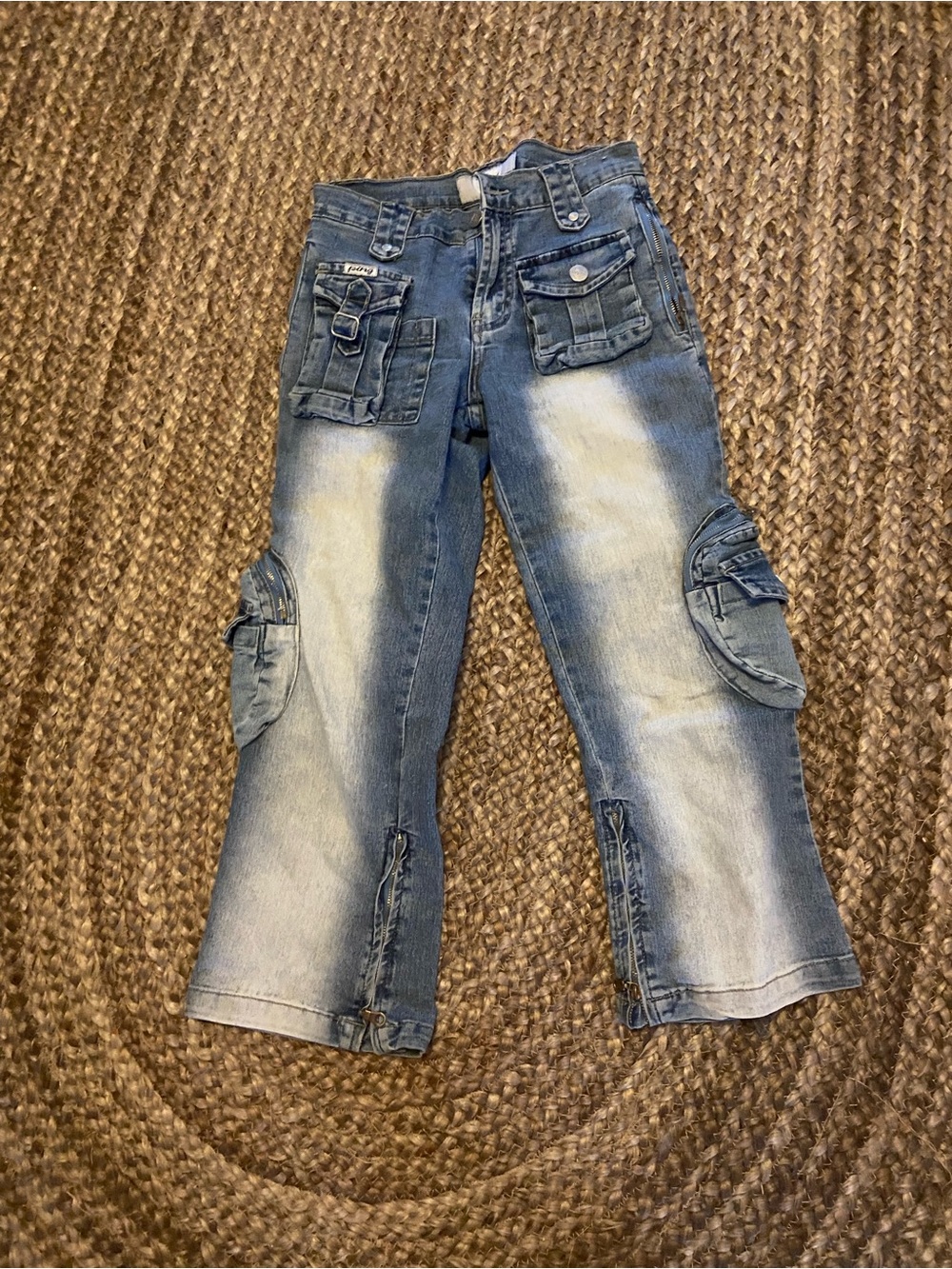 Unique Light Wash Cargo Pocket Jeans